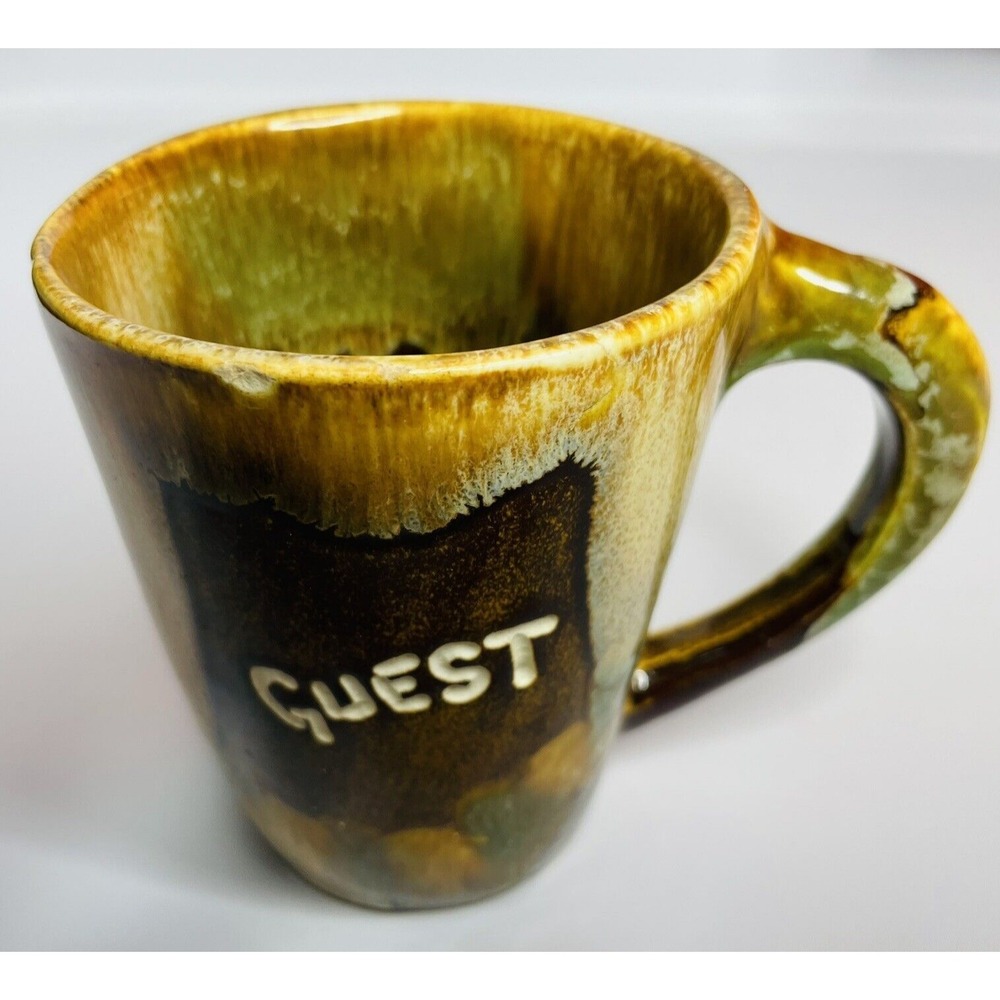 Vintage Dryden Pottery Coffee Mug‎ Cup MCM "Guest"